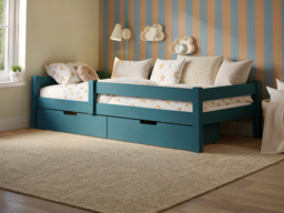 Flair Milo Single Bed with Storage Pine Petrol Blue - thumbnail 2