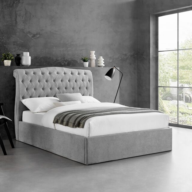 Limelight Rosa Ottoman Fabric Bed -Single-Grey - image 1