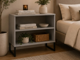 " Welcome Furniture Diego Double Open Midi Bedside Table-Dusk Grey" - thumbnail 3