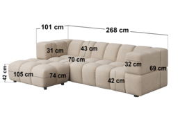 SOLACE+CO Jenson 4 Seater Cloud Bubble Sofa with Footstool Beige - thumbnail 5