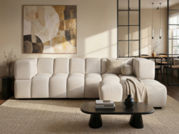 SOLACE+CO Jenson 4 Seater Cloud Bubble Sofa with Footstool Beige - thumbnail 2
