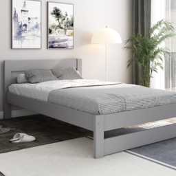 Noomi Tera Solid Wood Small Double Bed Grey (FSC-Certified) - thumbnail 1