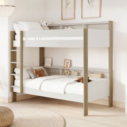 Noomi Bodie Solid Wood Storage Bunk Bed White & Oak (FSC-Certified)