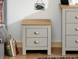 GFW Lancaster 2 Drawer Bedside Table - Grey - thumbnail 2