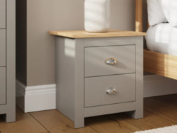 GFW Lancaster 2 Drawer Bedside Table - Grey - thumbnail 3