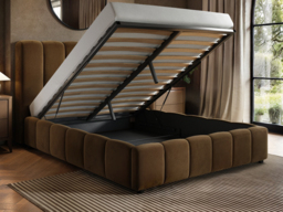 SOLACE+CO Emilie Ribbed Ottoman Double Bed Brown Velvet - thumbnail 3