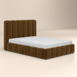 SOLACE+CO Emilie Ribbed Ottoman Double Bed Brown Velvet - thumbnail 6