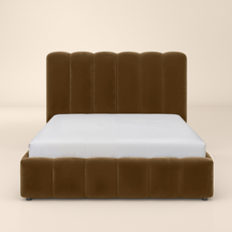 SOLACE+CO Emilie Ribbed Ottoman Double Bed Brown Velvet - thumbnail 7