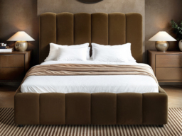 SOLACE+CO Emilie Ribbed Ottoman Double Bed Brown Velvet - thumbnail 2