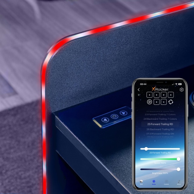 X Rocker Electra TV Media Cabinet LED Lighting Black by Bed