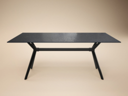 SOLACE+CO Emil & Estella Rectangular Black Mottled Glass Dining Table with 4 Velvet Chairs Beige - thumbnail 7