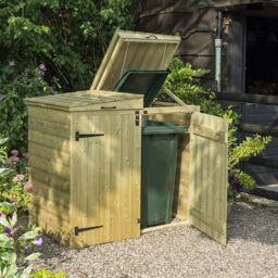 Rowlinson Apex Double Wheelie Bin Storage in Natural Timber