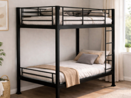 Wholesale Beds No Bolt Metal Bunk Bed-White-Single - thumbnail 2