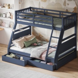 Flair Ollie Triple Bunk Bed with Drawers Navy
