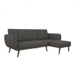 Dorel Brittany Sectional Sofa Bed-Dark Grey