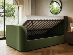 Flair Fallon TV Side Lift Ottoman Bed Green Velvet Double - thumbnail 2