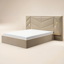 Flair Alice Hotel Ottoman Bed with USB Gold Lights Beige Velvet Double - thumbnail 5