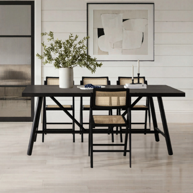 LPD Louie Black Dining Table With Ashton Dining Chairs Black -Table + 4 Chairs - image 1