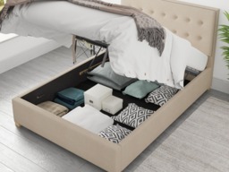 Aspire Presley Ottoman Bed Kimiyo Linen Beige - Single - thumbnail 4