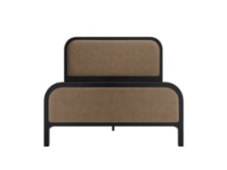 LPD Ines Black Wooden Bed with Mole Velvet Upholstery Double - thumbnail 2