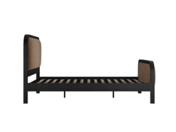 LPD Ines Black Wooden Bed with Mole Velvet Upholstery Double - thumbnail 3