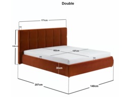 SOLACE+CO Mika Ottoman Bed Burnt Orange Velvet Double - thumbnail 7