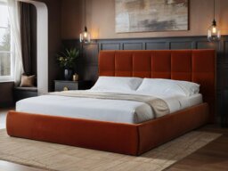SOLACE+CO Mika Ottoman Bed Burnt Orange Velvet Double