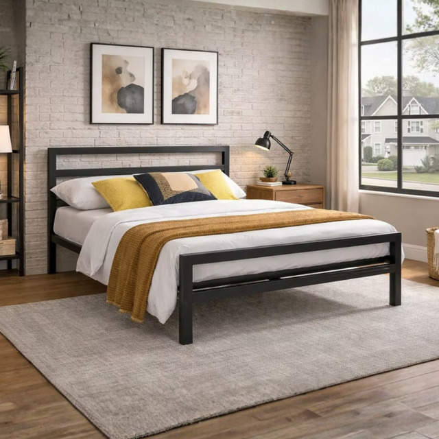 Time Living City Block Metal Bed Frame-Black -Single - image 1