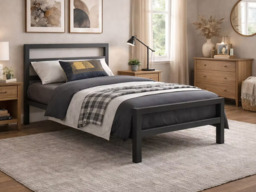 Time Living City Block Metal Bed Frame-Black -Single - thumbnail 2