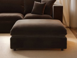 SOLACE+CO Asher 3 Seater Sofa with Reversible Footstool Mocha Velvet - thumbnail 3
