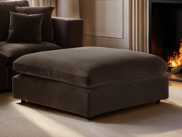 SOLACE+CO Asher 3 Seater Sofa with Reversible Footstool Mocha Velvet - thumbnail 4