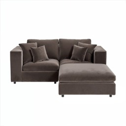 SOLACE+CO Asher 3 Seater Sofa with Reversible Footstool Mocha Velvet - thumbnail 6