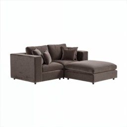SOLACE+CO Asher 3 Seater Sofa with Reversible Footstool Mocha Velvet - thumbnail 5