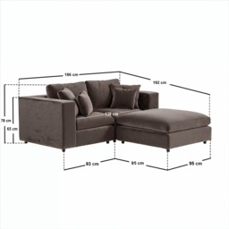 SOLACE+CO Asher 3 Seater Sofa with Reversible Footstool Mocha Velvet - thumbnail 7