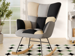 Living & Home Tufted Linen Upholstered Rocking Chair - thumbnail 2