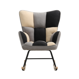 Living & Home Tufted Linen Upholstered Rocking Chair - thumbnail 4