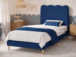 Flair Ellis Single Fabric Bed with Cloud Headboard Navy - thumbnail 1