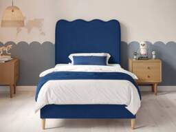 Flair Ellis Single Fabric Bed with Cloud Headboard Navy - thumbnail 3