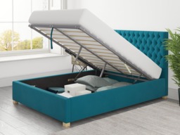 Aspire Monroe Ottoman Bed Plush Velvet Teal - Kingsize - thumbnail 3