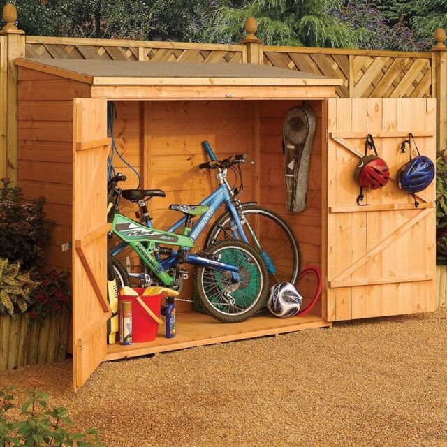 Rowlinson Wooden 6ft x 3ft Bike Shed in Honey Brown - image 1