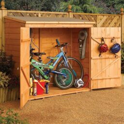 Rowlinson Wooden 6ft x 3ft Bike Shed in Honey Brown - thumbnail 1