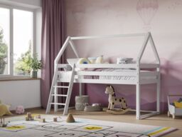 Flair Ellie House Mid Sleeper Bed White Solid Wood - thumbnail 4
