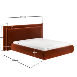 SOLACE+CO Sigrid Burnt Orange Velvet Cushion Headboard Ottoman Bed Kingsize - thumbnail 7