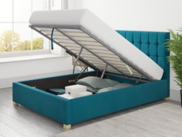 Aspire Sinatra Ottoman Bed Plush Velvet Teal - Kingsize - thumbnail 3