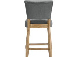 Living & Home Linen Bar Stools Set of 2 with Backrest Rubberwood-Grey - thumbnail 4