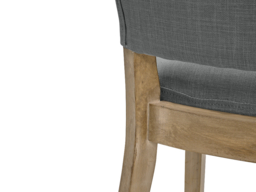 Living & Home Linen Bar Stools Set of 2 with Backrest Rubberwood-Grey - thumbnail 3