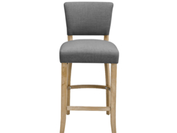 Living & Home Linen Bar Stools Set of 2 with Backrest Rubberwood-Grey - thumbnail 5