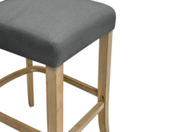 Living & Home Linen Bar Stools Set of 2 with Backrest Rubberwood-Grey - thumbnail 7