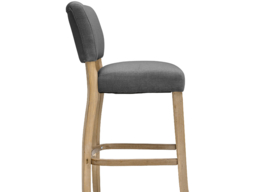 Living & Home Linen Bar Stools Set of 2 with Backrest Rubberwood-Grey - thumbnail 6