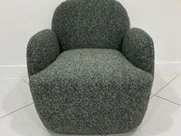 Kyoto Micky Bouclé Swivel Chair Curved Arms Olive - thumbnail 3